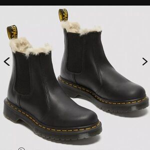 Dr. Martens Black Faux Fur Lined Chelsea Boots